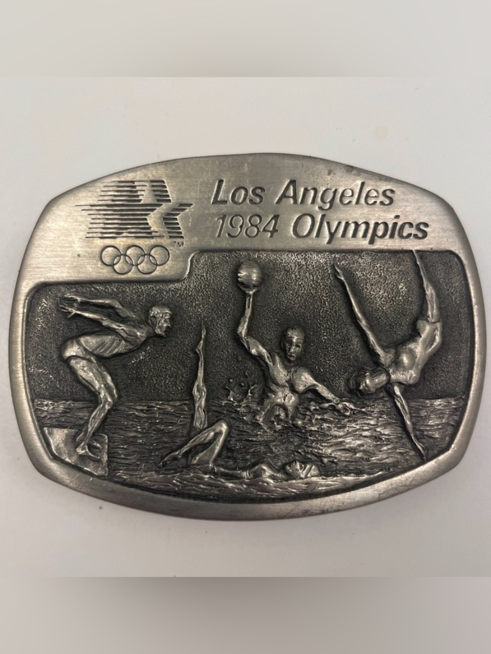 3 Los Angeles 1984 Olympics Silver Tone Sports Buckles